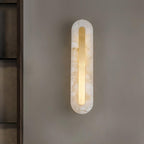 Applique murale moderne Fjolnir en Albâtre Blanc et laiton