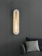 Applique murale moderne Fjolnir en Albâtre Blanc et laiton