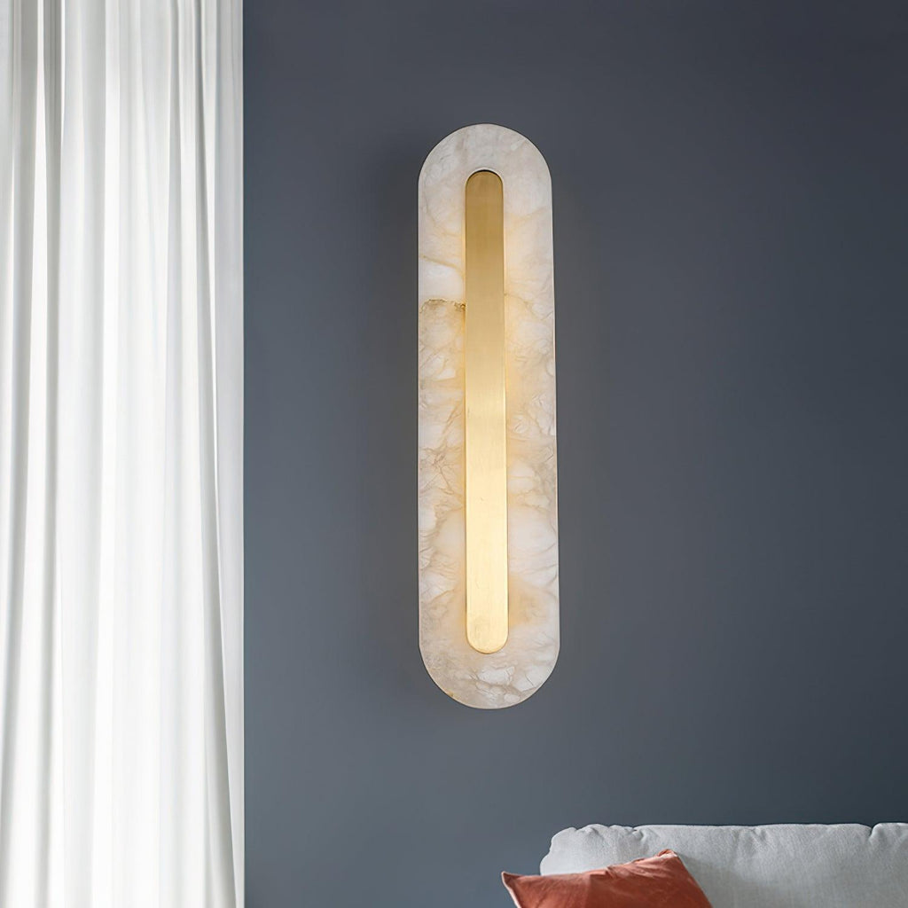 Applique murale moderne Fjolnir en Albâtre Blanc et laiton
