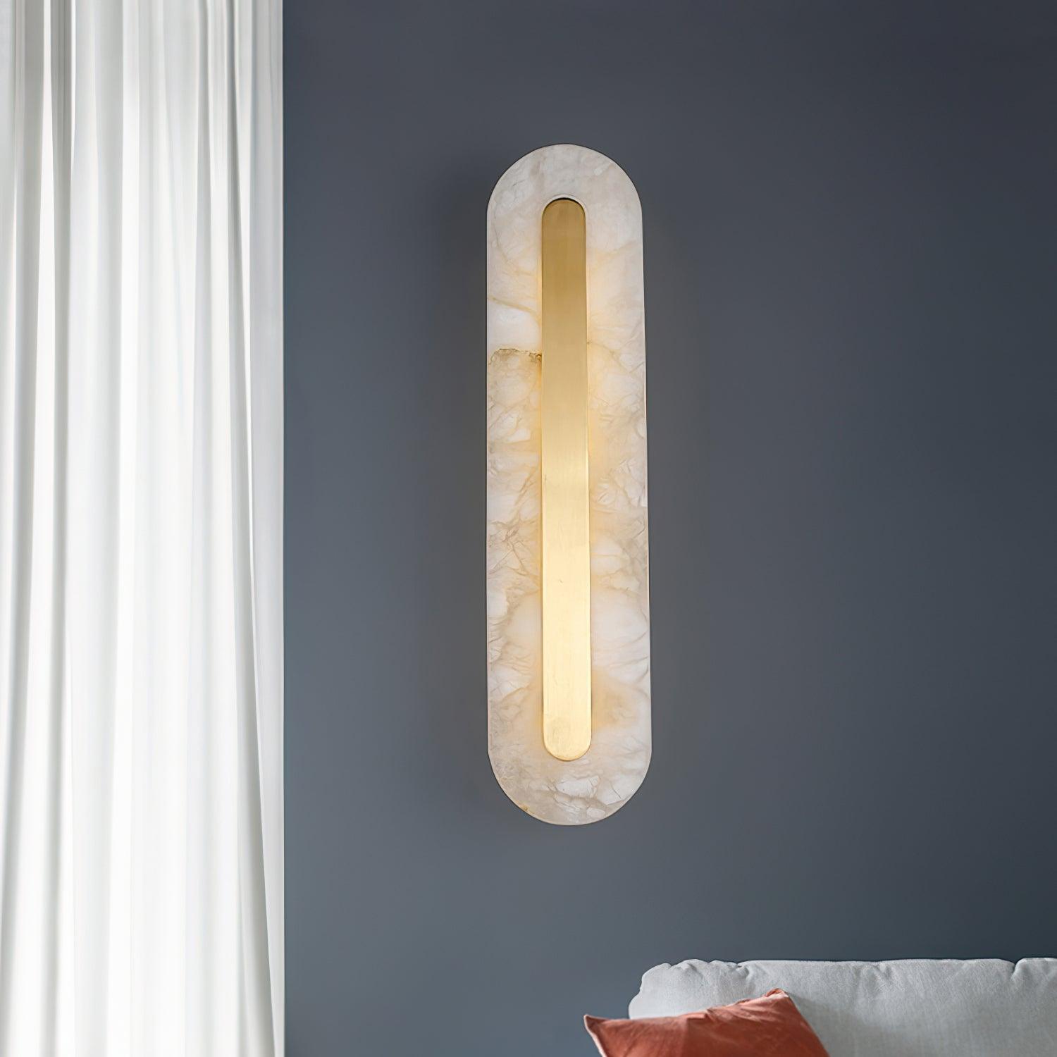 Applique murale moderne Fjolnir en Albâtre Blanc et laiton