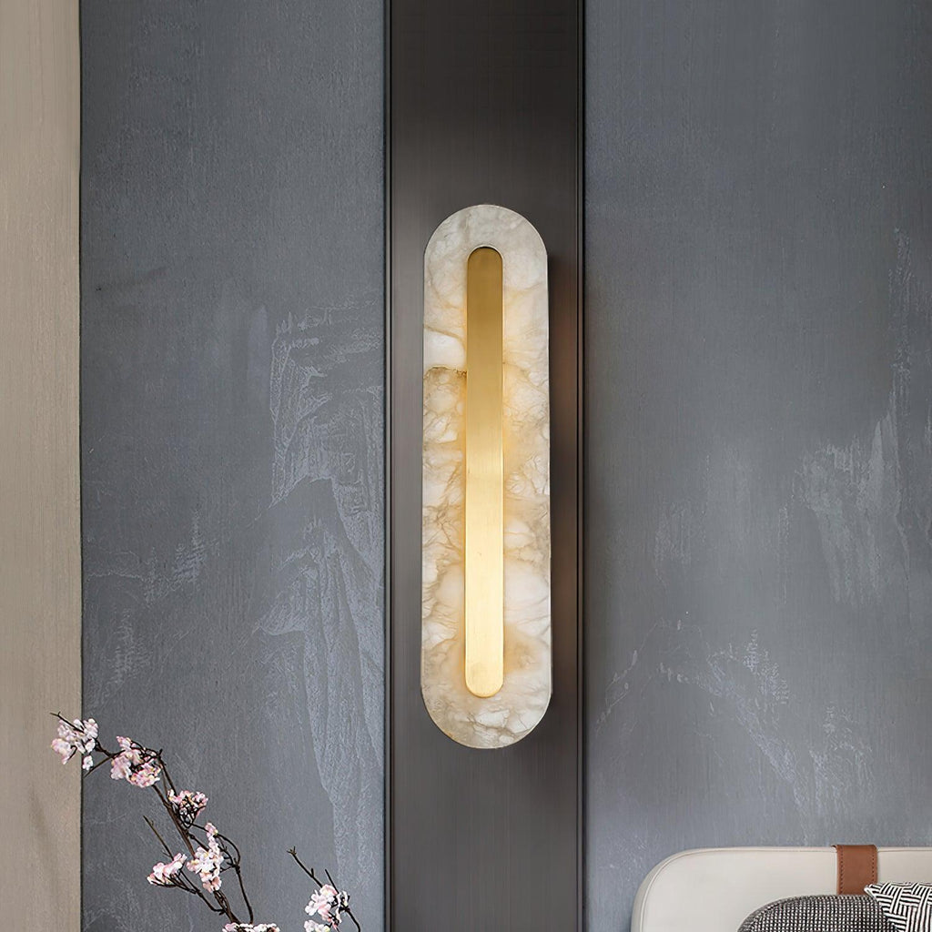 Applique murale moderne Fjolnir en Albâtre Blanc et laiton