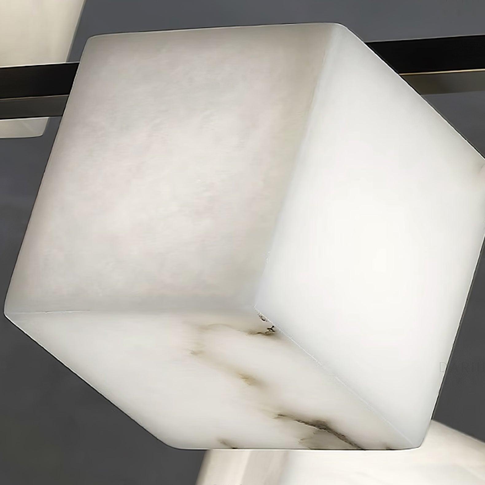Lustre moderne Dion en Albâtre Laiton et noir et blanc