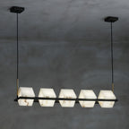 Lustre moderne Dion en Albâtre Laiton et noir et blanc