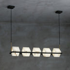 Lustre moderne Dion en Albâtre Laiton et noir et blanc