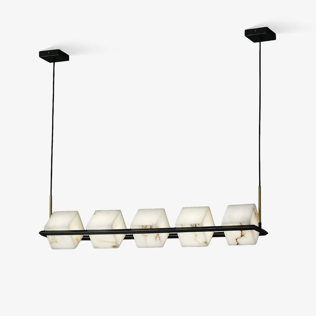 Lustre moderne Dion en Albâtre Laiton et noir et blanc