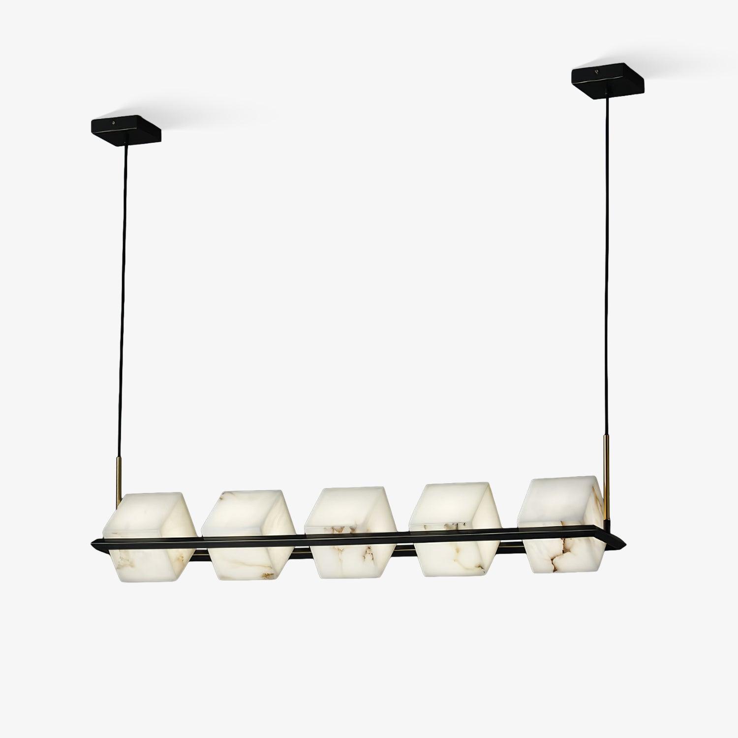 Lustre moderne Dion en Albâtre Laiton et noir et blanc