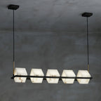Lustre moderne Dion en Albâtre Laiton et noir et blanc