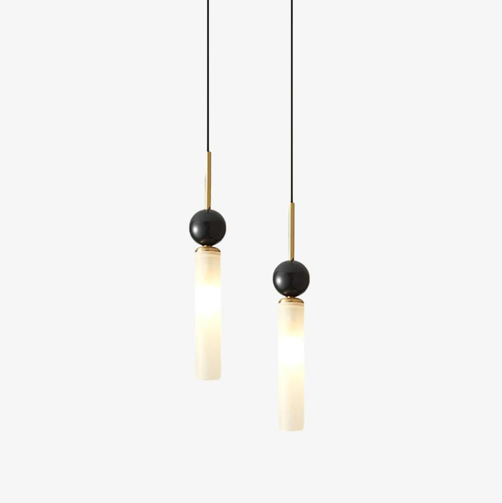 Suspension moderne Volmer en Noir et foncé vert marbre sphère
