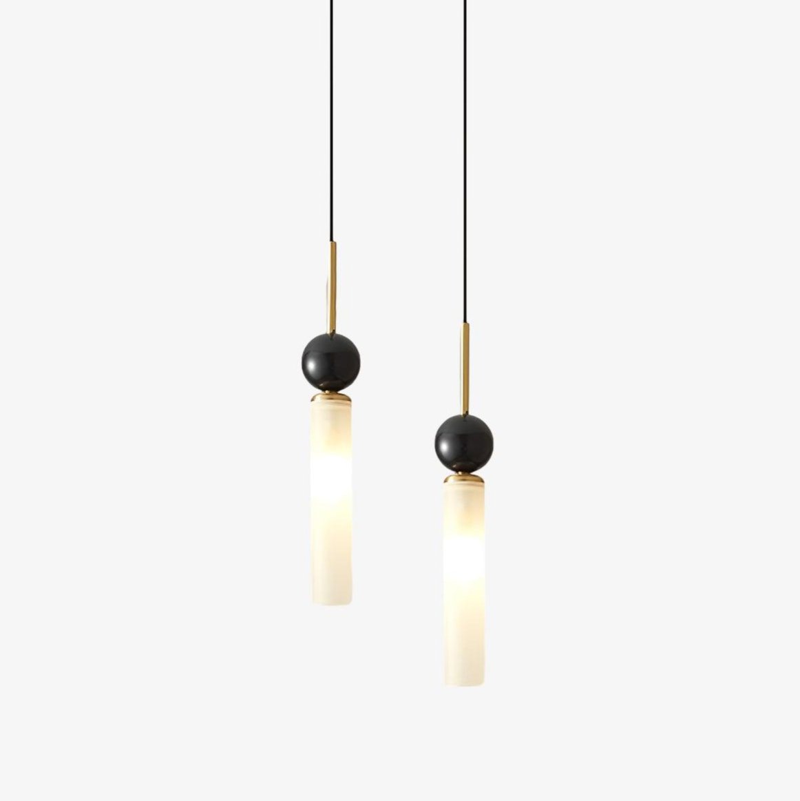 Suspension moderne Volmer en Laiton et noir marbre sphère