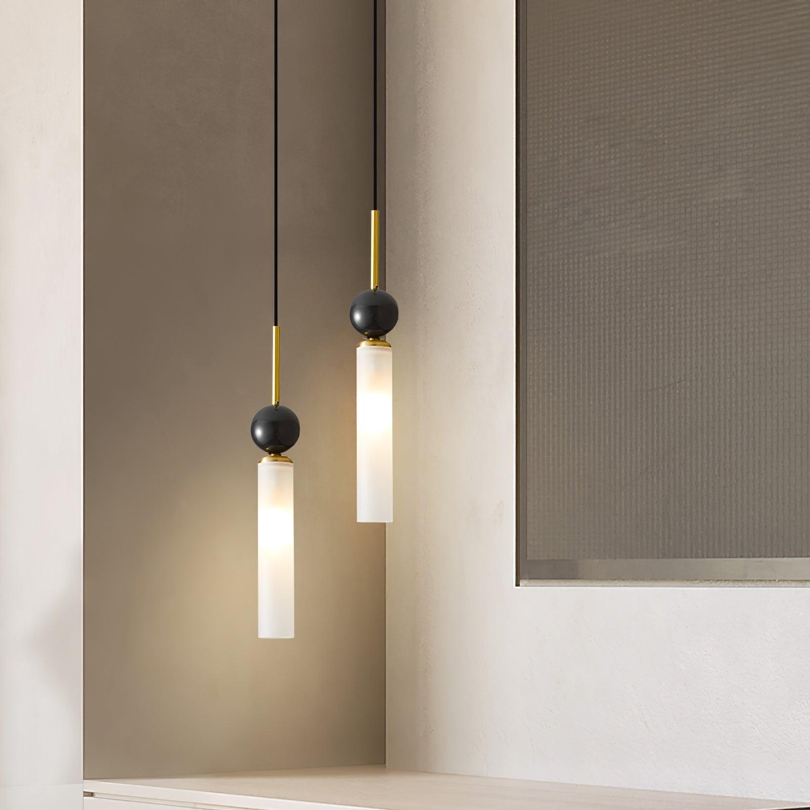 Suspension moderne Volmer en Noir et foncé vert marbre sphère