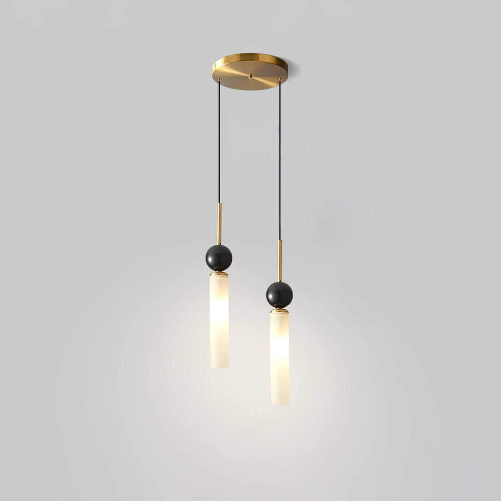 Suspension moderne Volmer en Laiton et noir marbre sphère