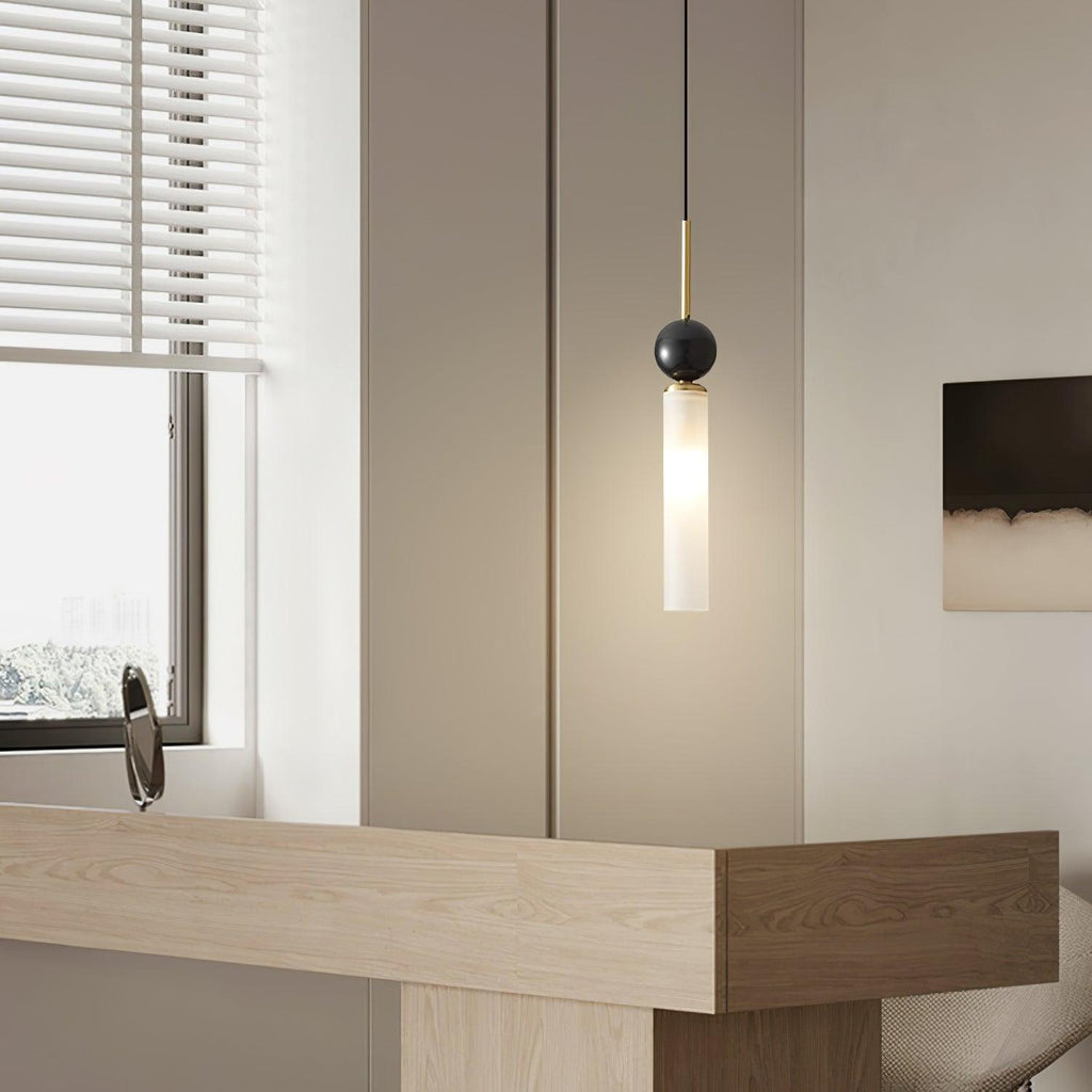 Suspension moderne Volmer en Laiton et noir marbre sphère