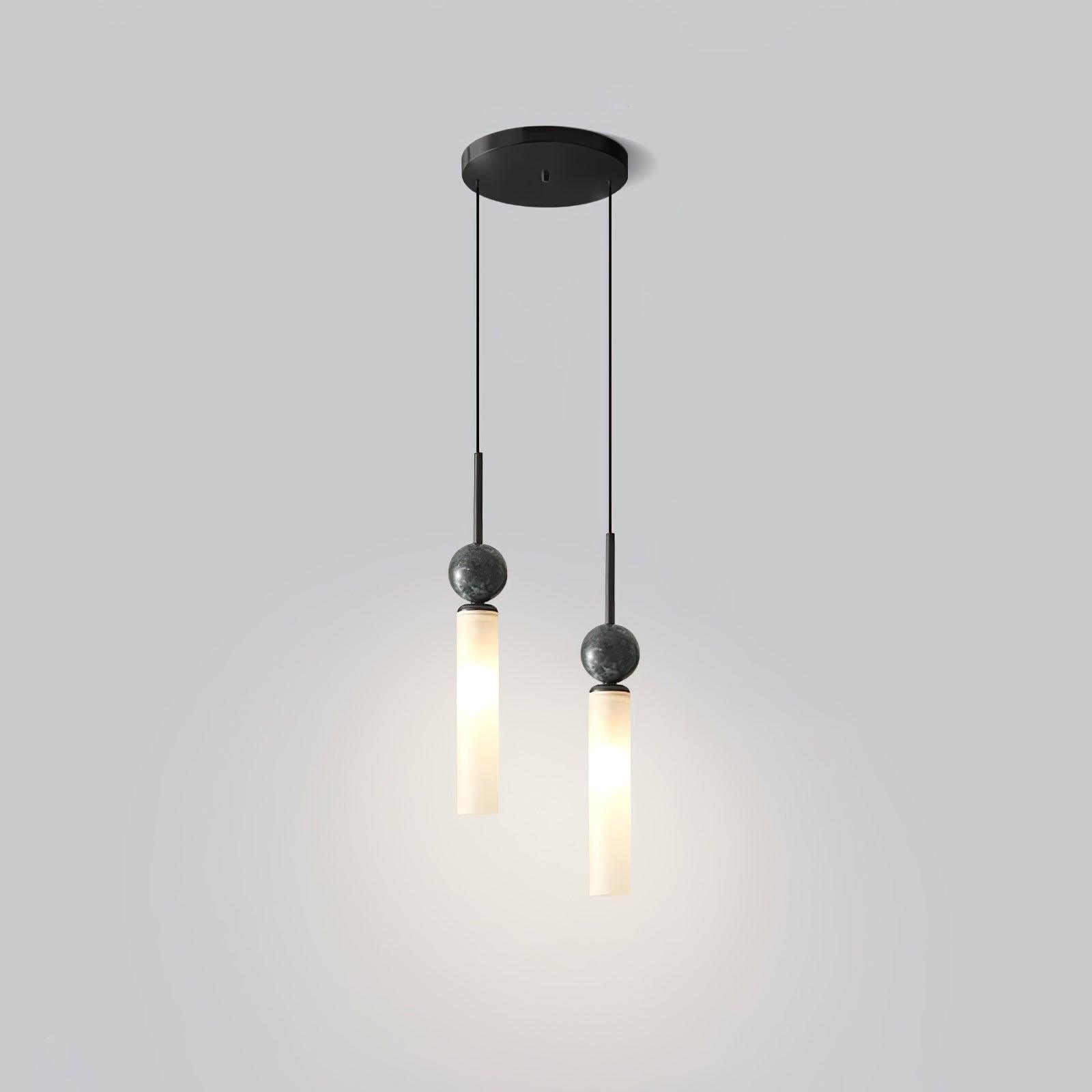 Suspension moderne Volmer en Noir et foncé vert marbre sphère