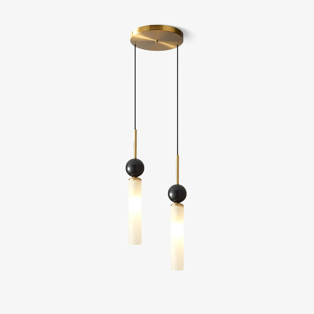 Suspension moderne Volmer en Laiton et noir marbre sphère
