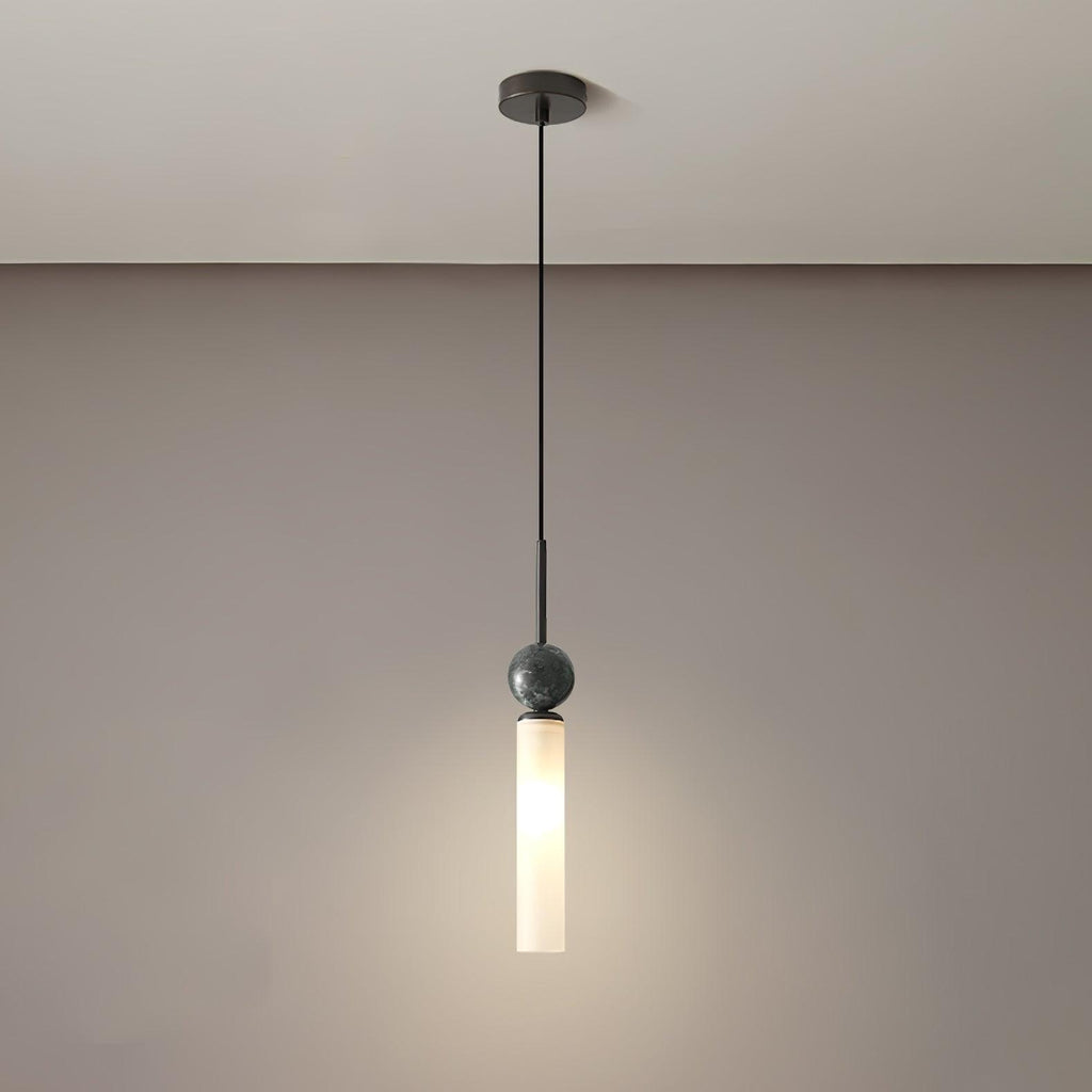 Suspension moderne Volmer en Noir et foncé vert marbre sphère