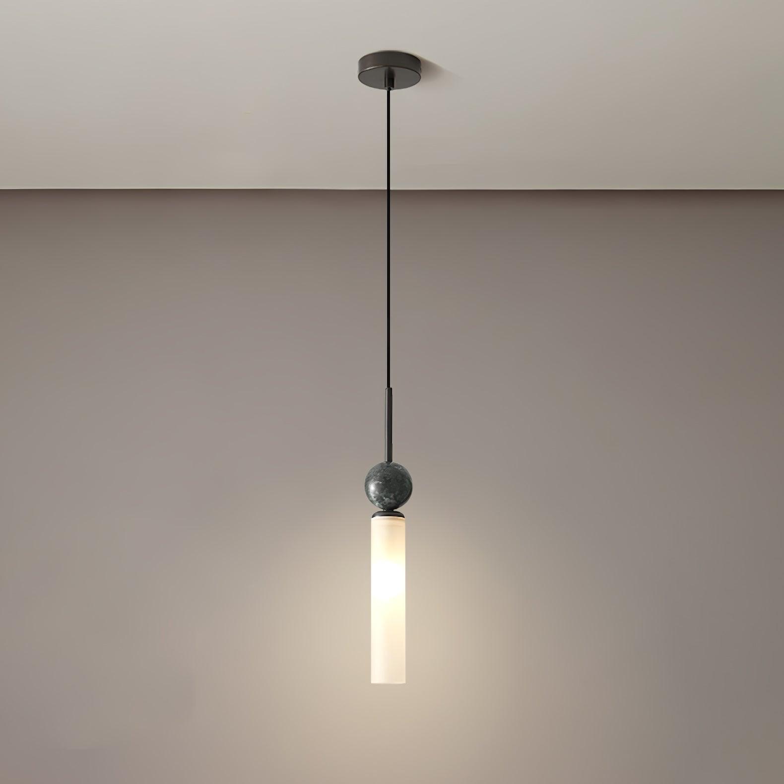 Suspension moderne Volmer en Noir et foncé vert marbre sphère