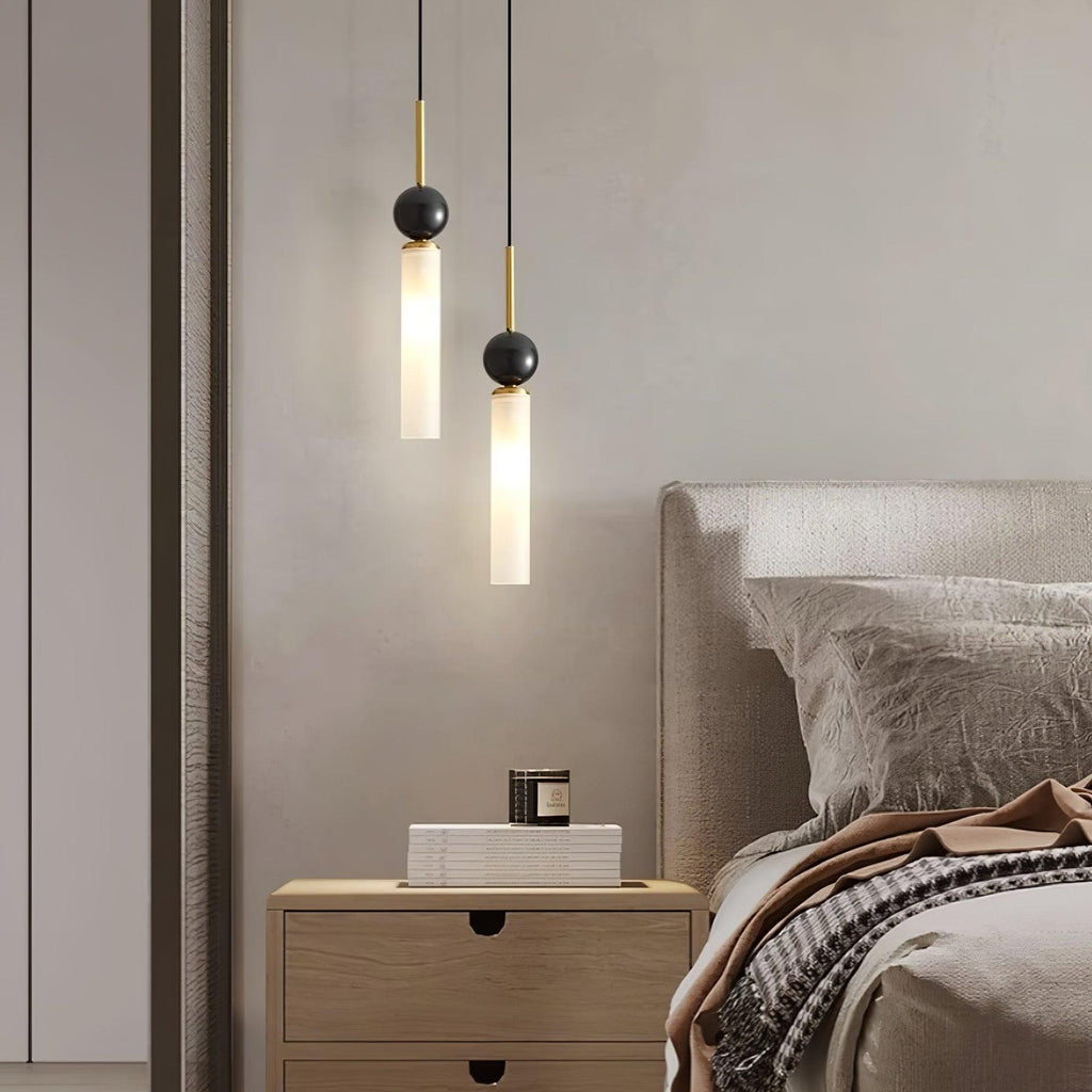 Suspension moderne Volmer en Noir et foncé vert marbre sphère