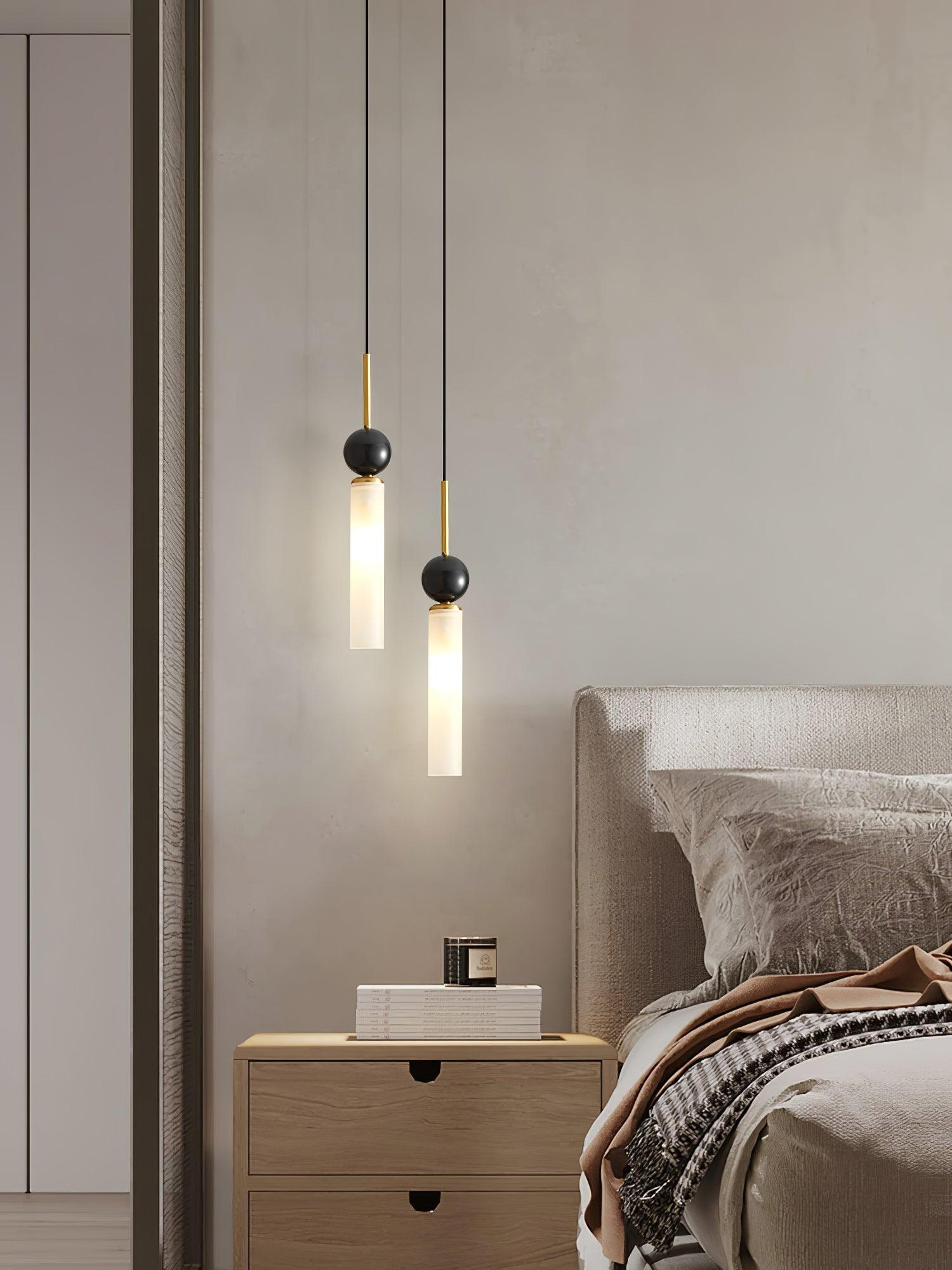 Suspension moderne Volmer en Laiton et noir marbre sphère