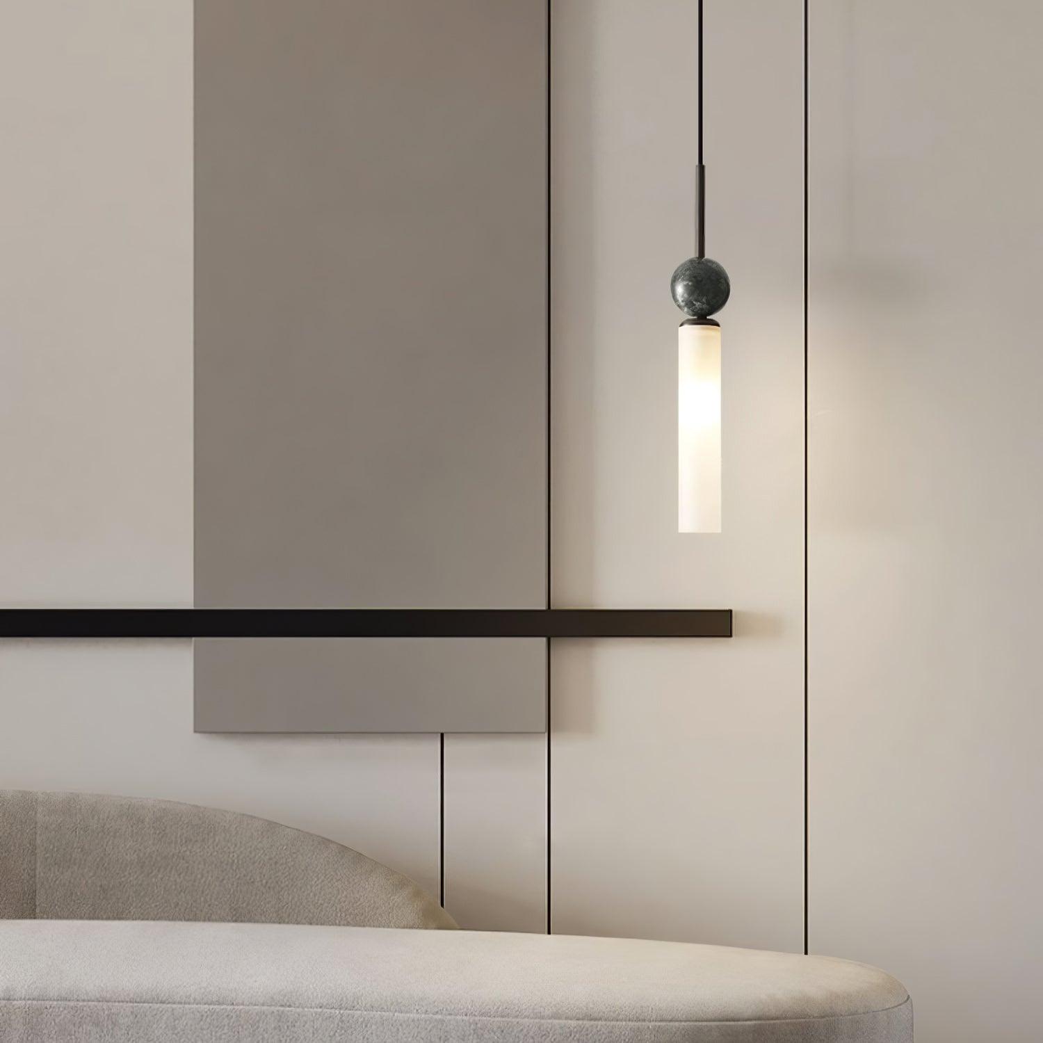 Suspension moderne Volmer en Noir et foncé vert marbre sphère