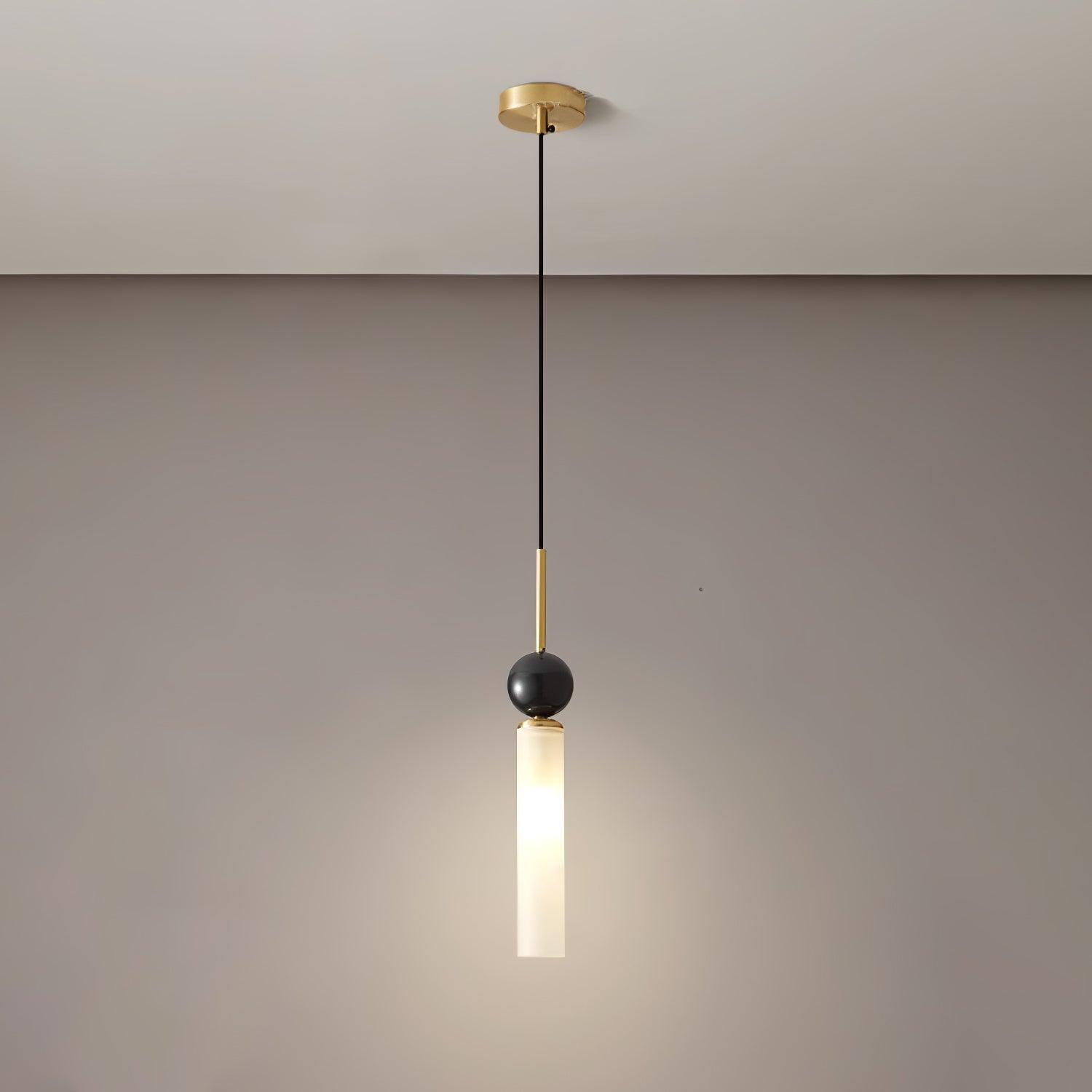 Suspension moderne Volmer en Noir et foncé vert marbre sphère