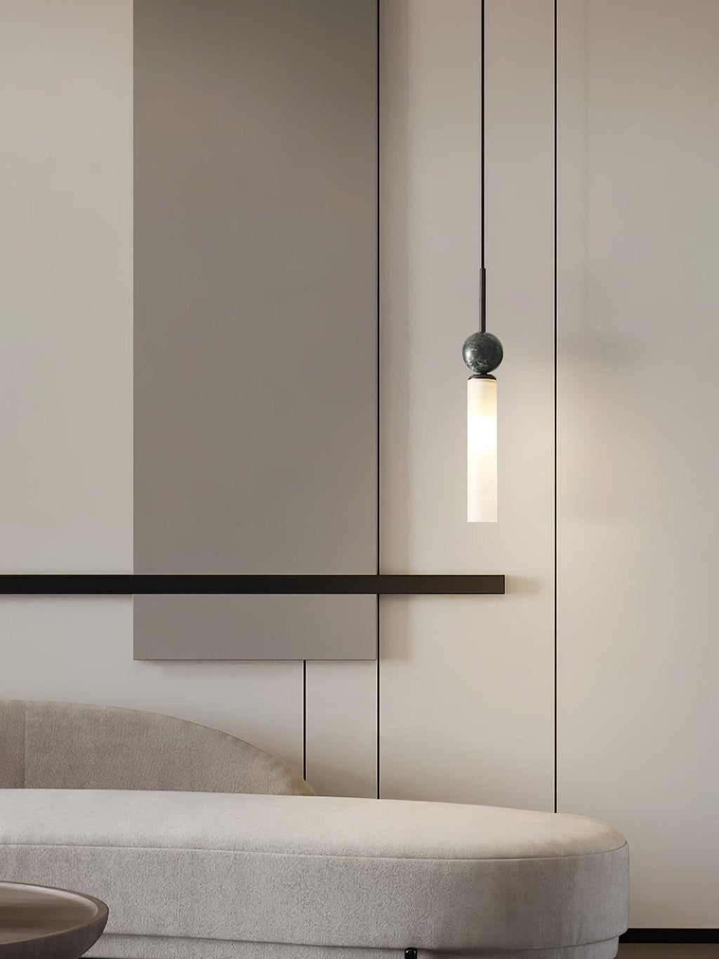 Suspension moderne Volmer en Laiton et noir marbre sphère