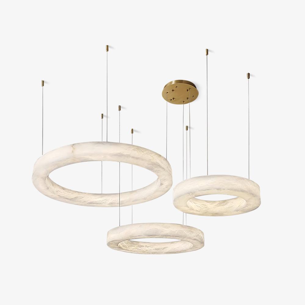 Lustre moderne Bodin en Laiton et albâtre blanc