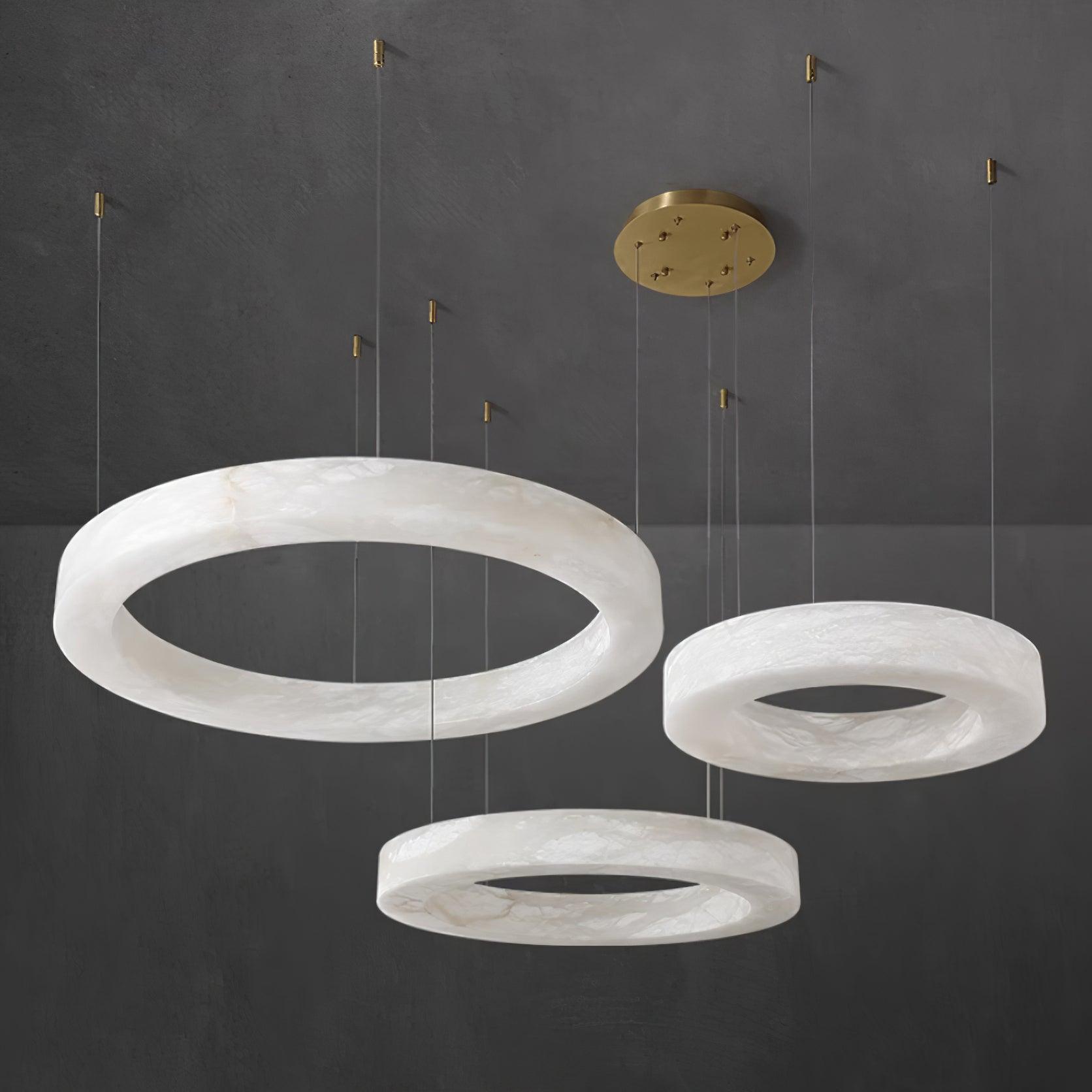 Lustre moderne Bodin en Laiton et albâtre blanc
