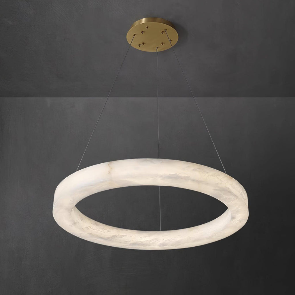 Lustre moderne Bodin en Laiton et albâtre blanc