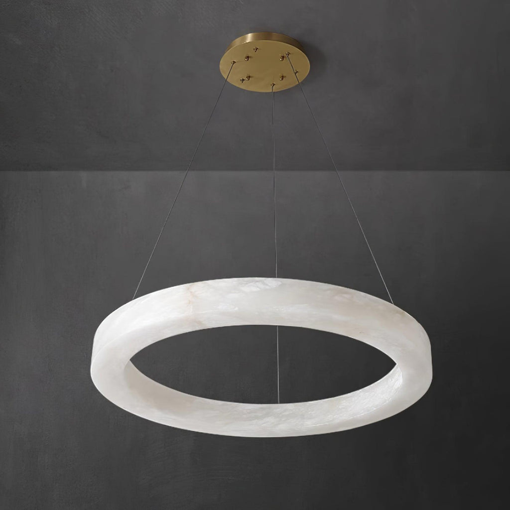 Lustre moderne Bodin en Laiton et albâtre blanc