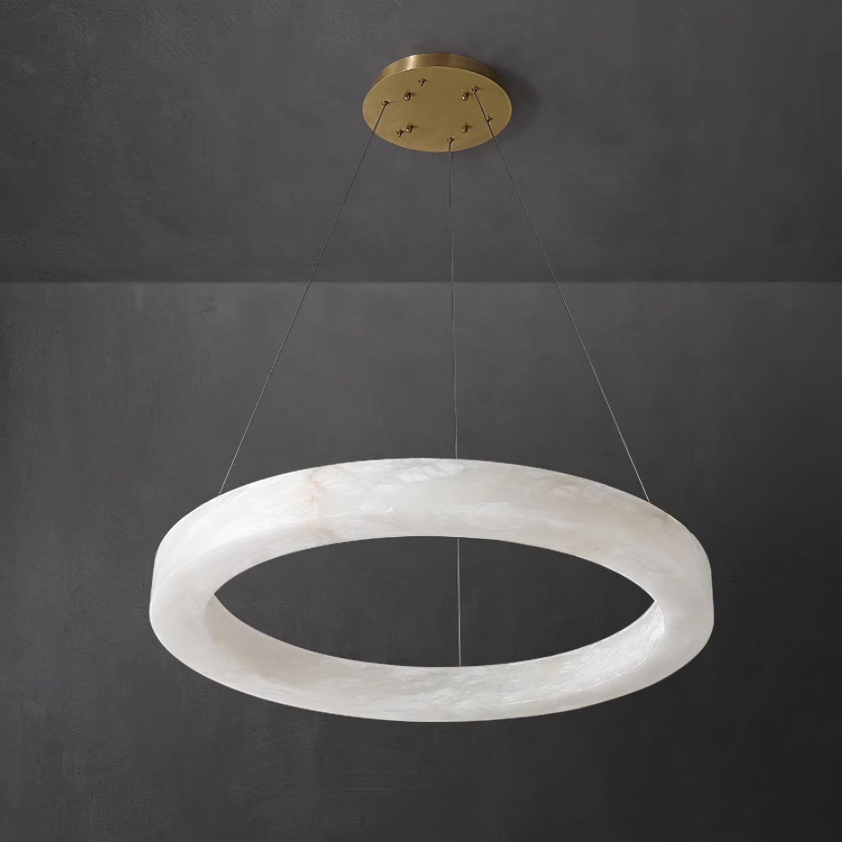 Lustre moderne Bodin en Laiton et albâtre blanc