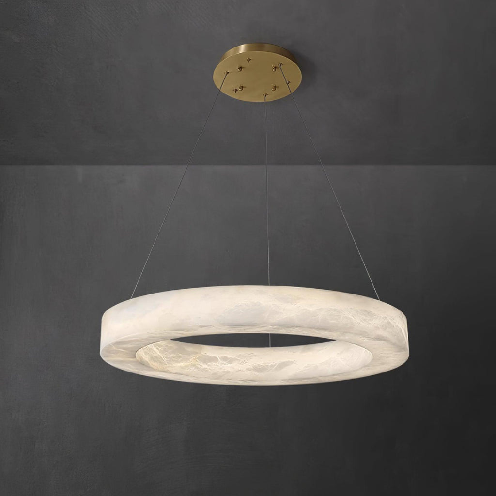 Lustre moderne Bodin en Laiton et albâtre blanc