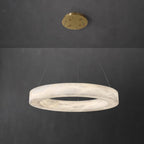Lustre moderne Bodin en Laiton et albâtre blanc