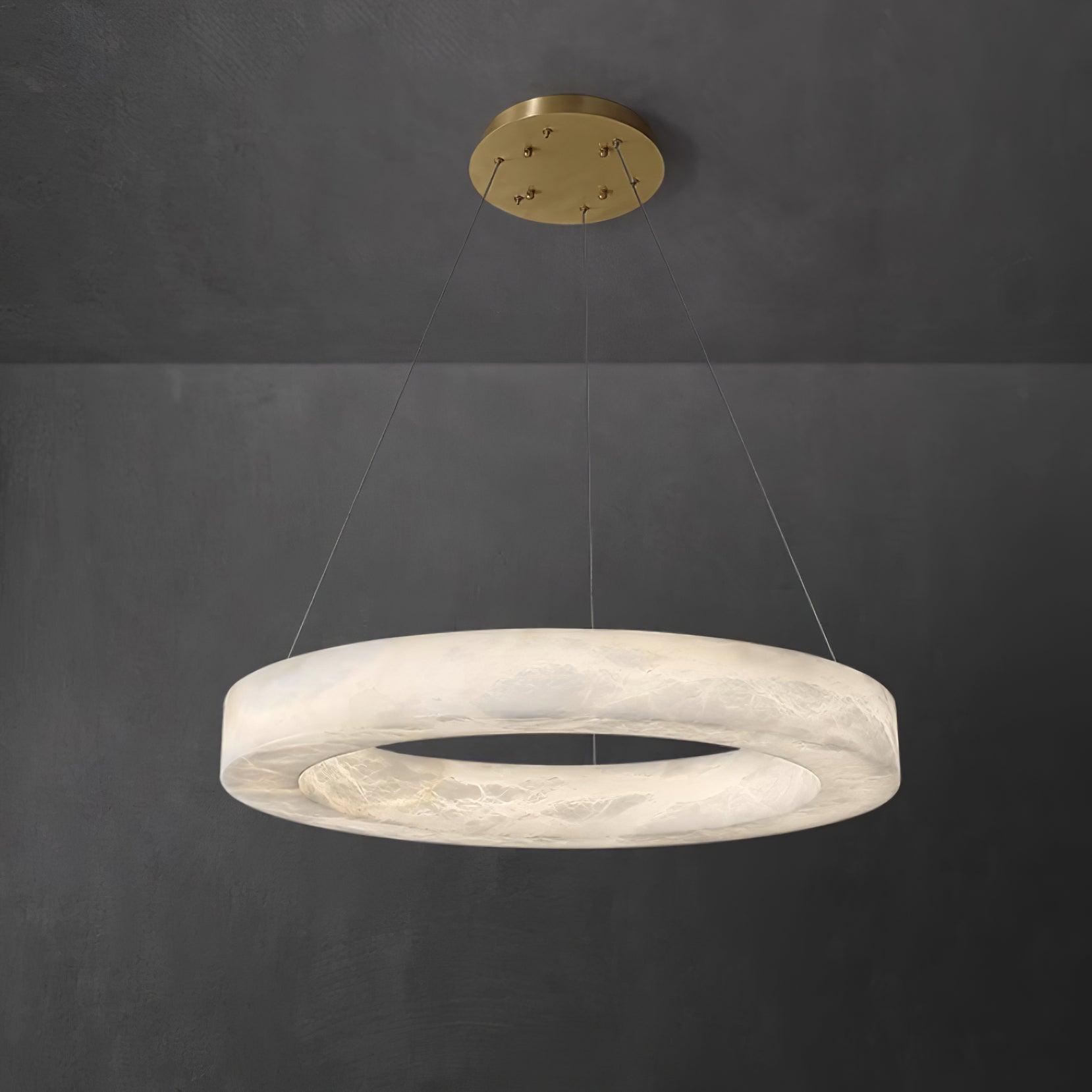 Lustre moderne Bodin en Laiton et albâtre blanc
