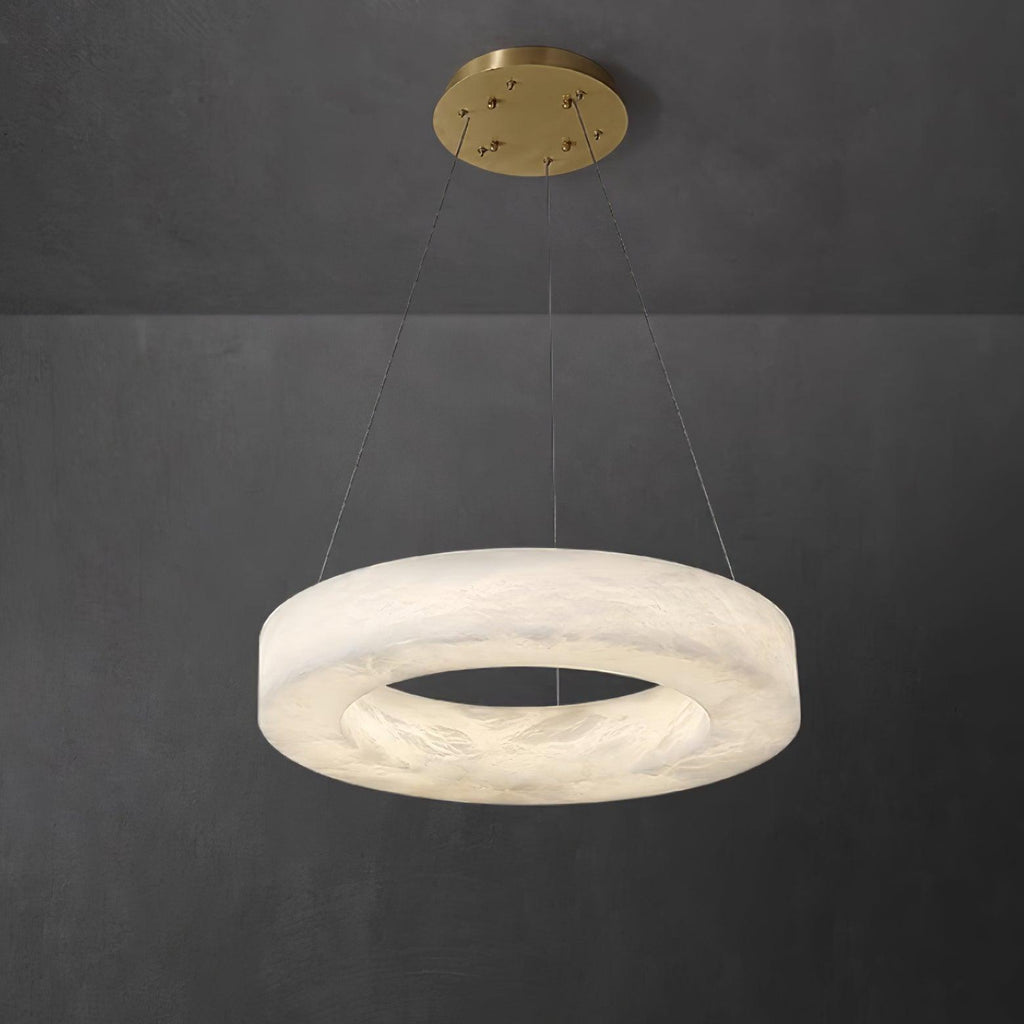 Lustre moderne Bodin en Laiton et albâtre blanc
