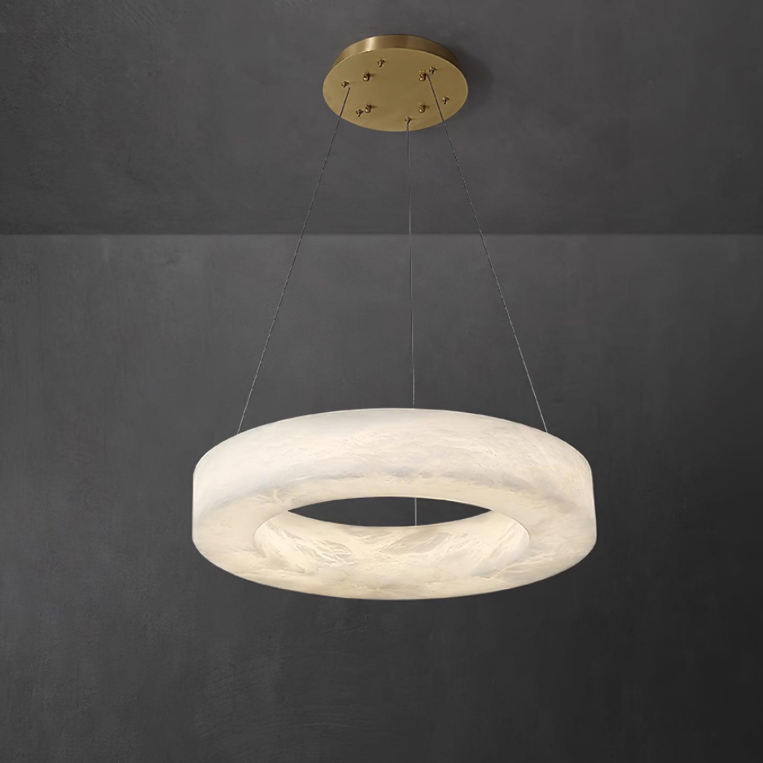 Lustre moderne Bodin en Laiton et albâtre blanc