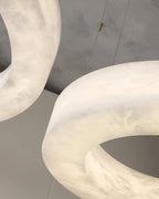 Lustre moderne Bodin en Laiton et albâtre blanc