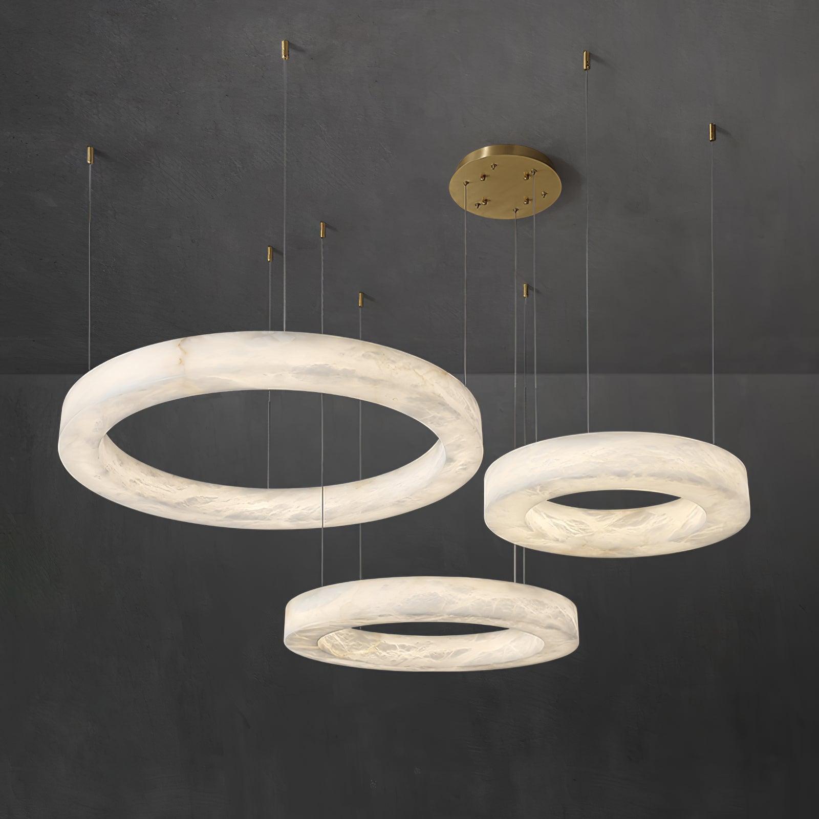 Lustre moderne Bodin en Laiton et albâtre blanc