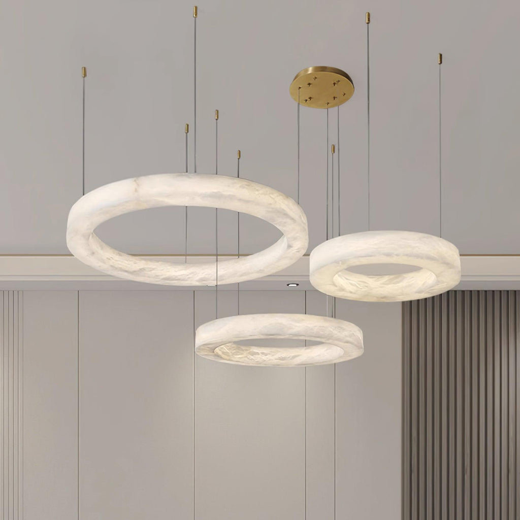 Lustre moderne Bodin en Laiton et albâtre blanc