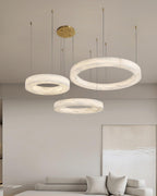 Lustre moderne Bodin en Laiton et albâtre blanc