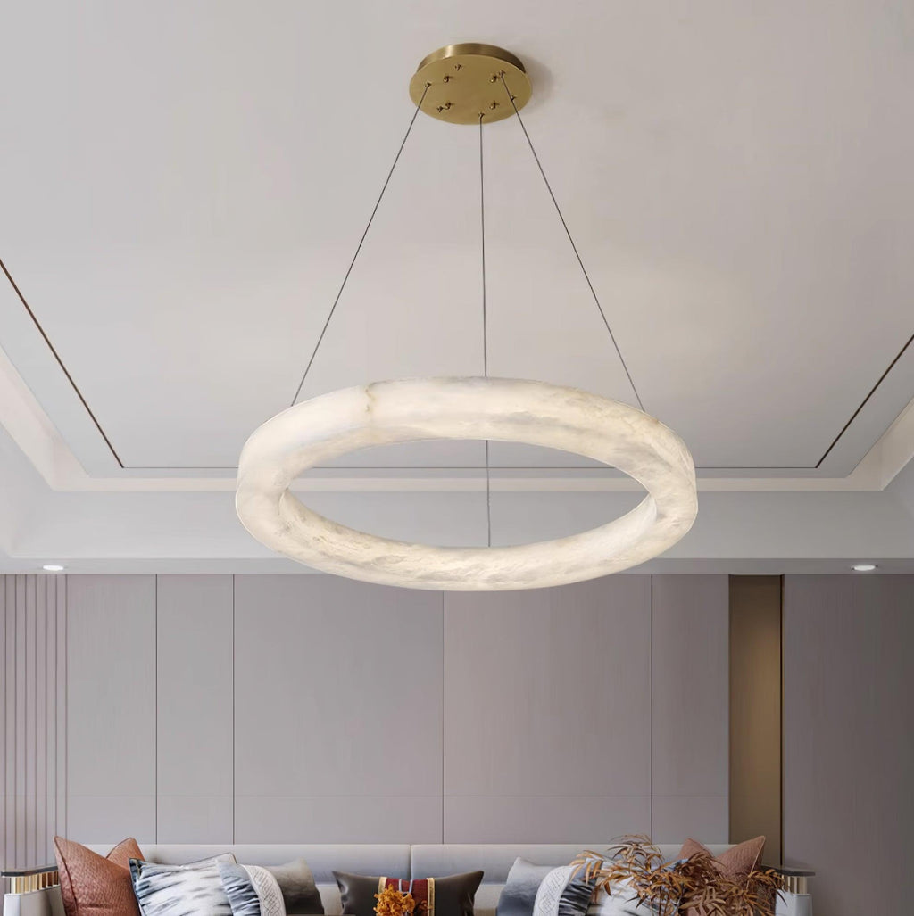 Lustre moderne Bodin en Laiton et albâtre blanc