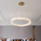 Lustre moderne Bodin en Laiton et albâtre blanc