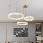 Lustre moderne Bodin en Laiton et albâtre blanc