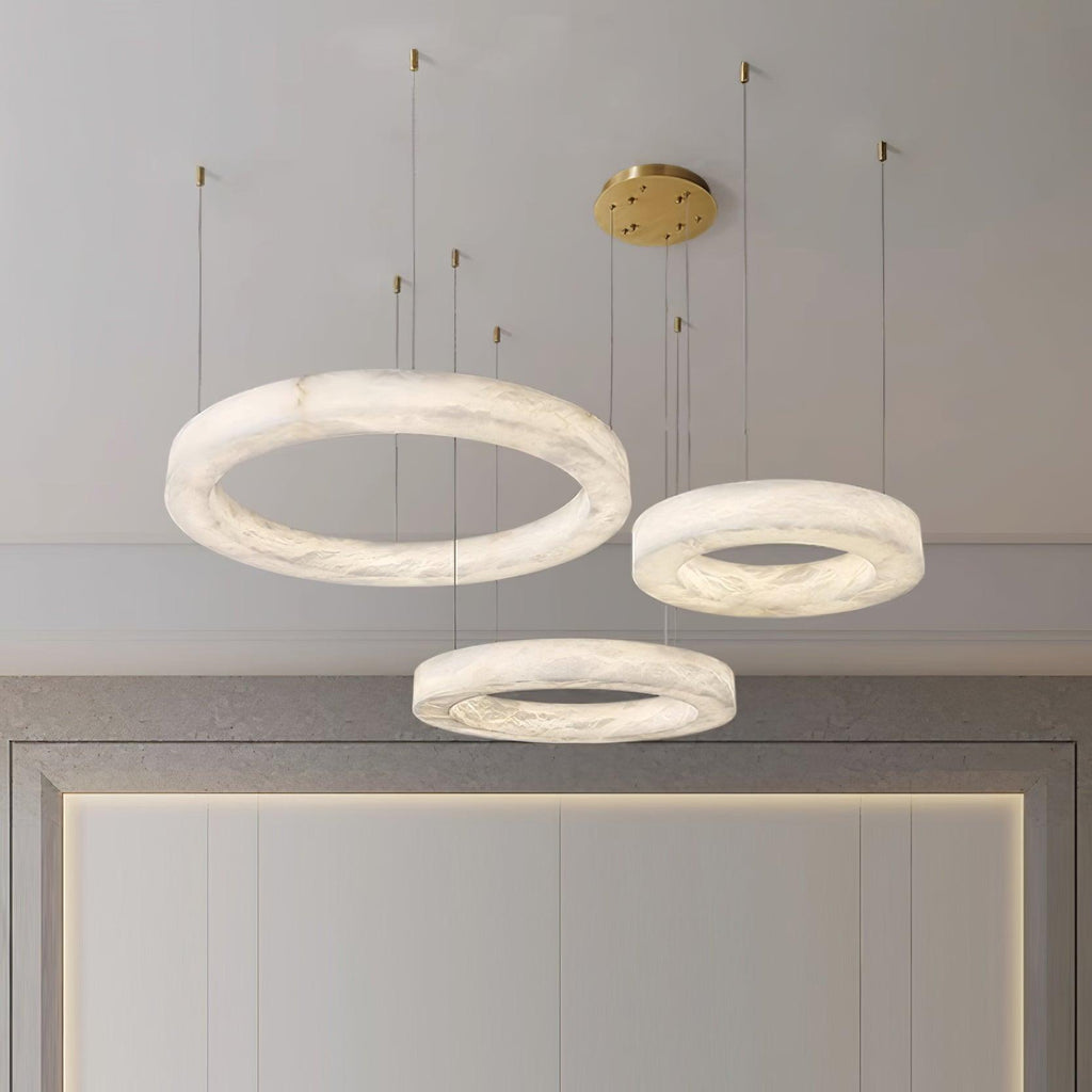 Lustre moderne Bodin en Laiton et albâtre blanc