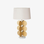Lampe à poser moderne Larkin en Tissu, Fer, Marbre, Métal Doré