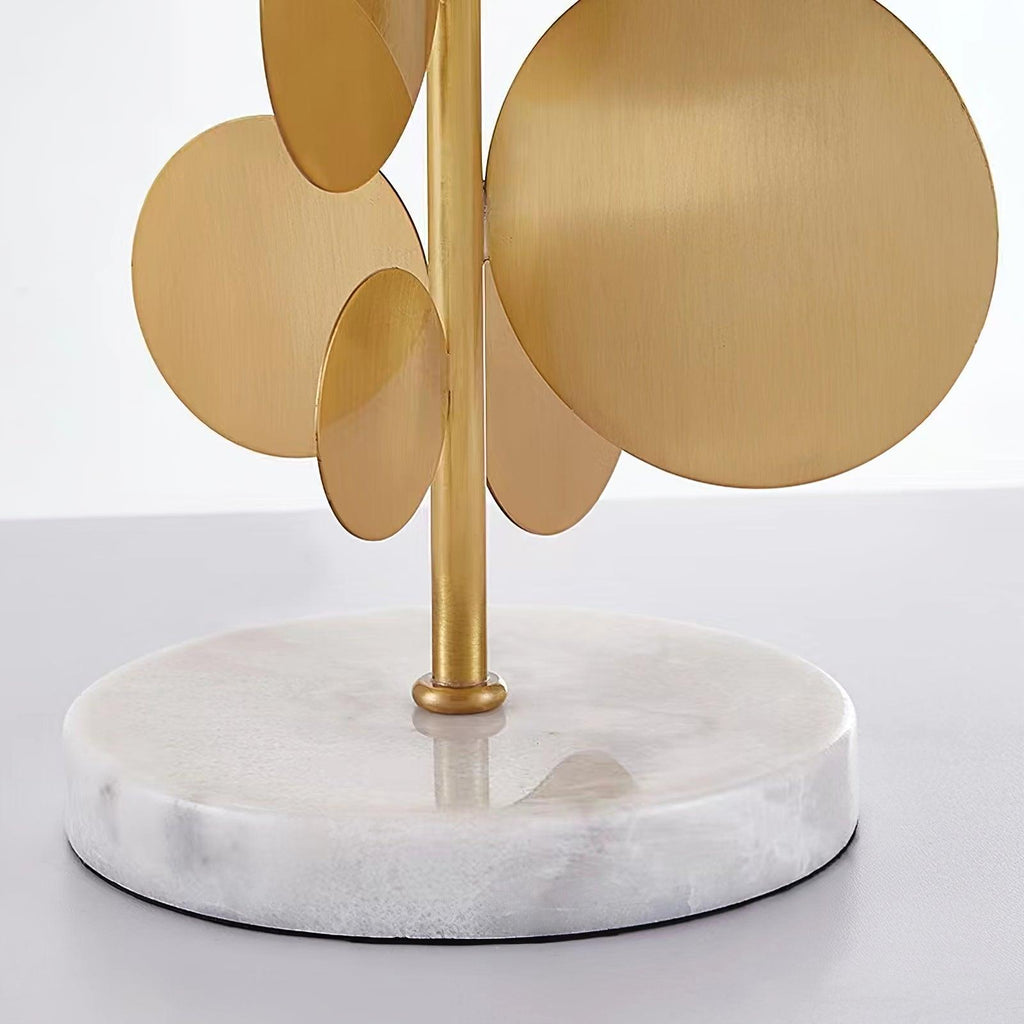 Lampe à poser moderne Larkin en Tissu, Fer, Marbre, Métal Doré