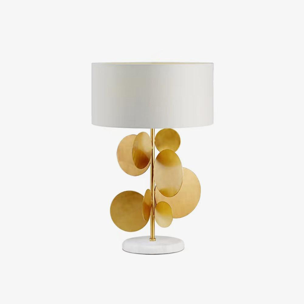 Lampe à poser moderne Larkin en Tissu, Fer, Marbre, Métal Doré