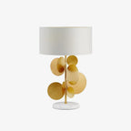 Lampe à poser moderne Larkin en Tissu, Fer, Marbre, Métal Doré