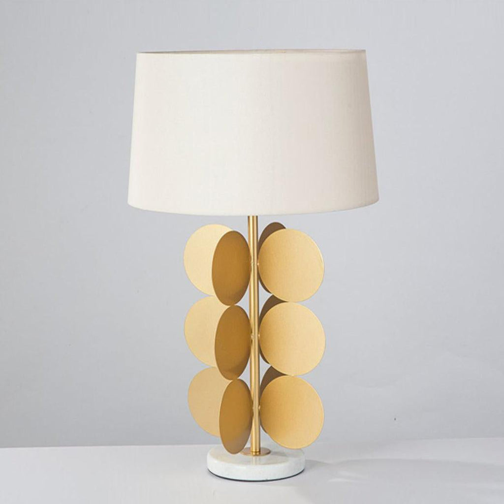 Lampe à poser moderne Larkin en Tissu, Fer, Marbre, Métal Doré