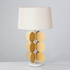 Lampe à poser moderne Larkin en Tissu, Fer, Marbre, Métal Doré