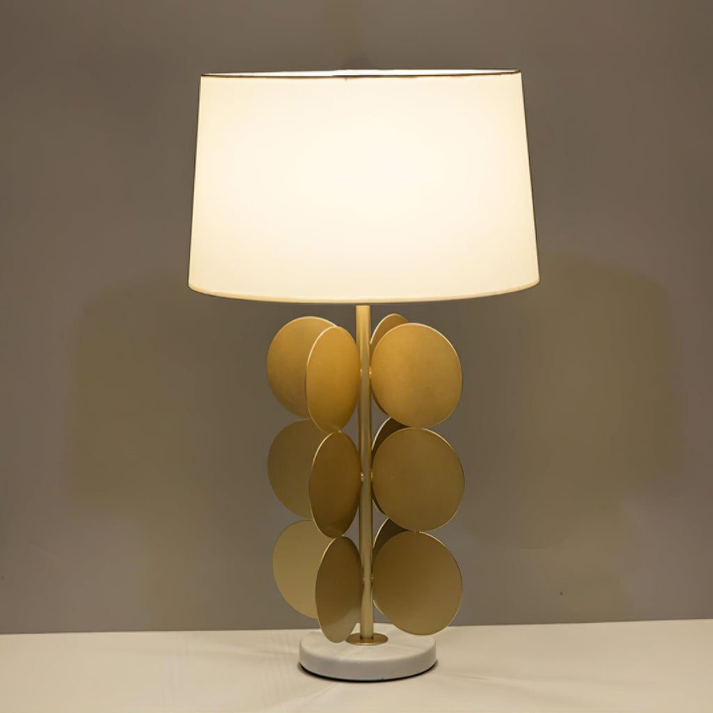 Lampe à poser moderne Larkin en Tissu, Fer, Marbre, Métal Doré